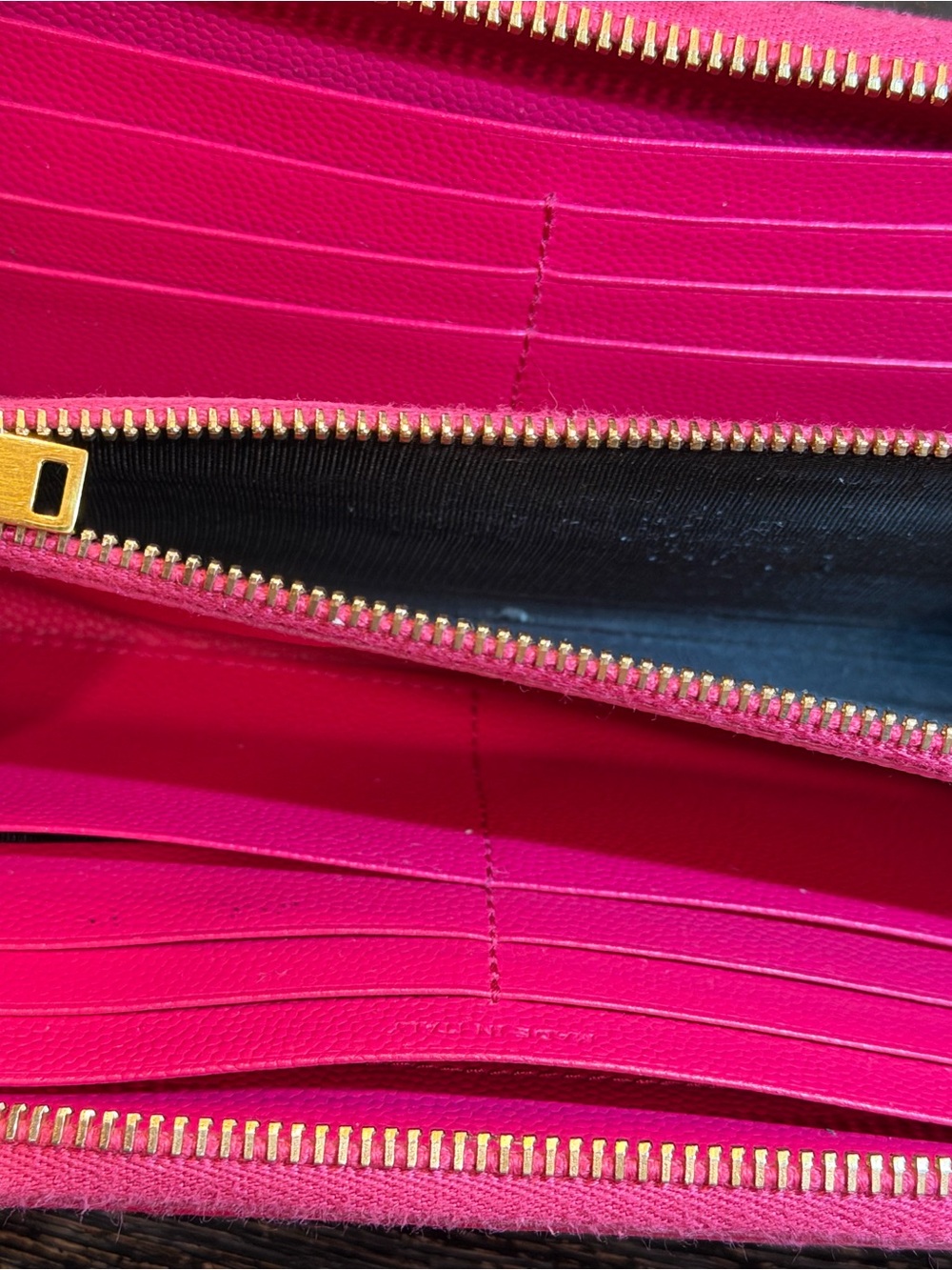 Saint Laurent Hot Pink Quilted Zip-Around Wallet with Gold YSL Emblem - Picture 5 of 7